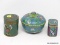 (RFRT) CLOISONNE LOT; 3 CLOISONNE LIDDED CONTAINERS- 4IN DIA. DISH, 2.5 IN H. SQUARE CONTAINER AND 3