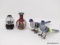(RFRT) CLOISONNE LOT; PR. OF CLOISONNE BIRDS- 3 IN L. AND 2 MINIATURE VASES ONE ON ROSEWOOD STAND-