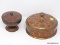 (RFRT) CHAMPLEVE LOT; 2 CHAMPLEVE LIDDED CONTAINERS- 4.5 IN DIA. AND 7 IN DIA.