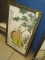 (RFRT) ORIENTAL, HAND PAINTED, PORCELAIN TILE PLAQUE; SHOWS A SCENE OF A MAN AND A CHILD TRAVELING