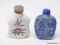 (RFRT) PAIR OF CHINESE SNUFF BOTTLES; 2 PIECE LOT TO INCLUDE A BLUE STONE SNUFF BOTTLE (WITH LID)