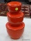 (RFRT) SET OF UNIVERSAL CAMBRIDGE OVEN PROOF LIDDED BOWLS; 3 PIECE SET OF RED COLORED, REFRIGERATOR