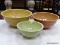 (RFRT) SET OF TEXAS WARE CONFETTI MIXING BOWLS; 3 PIECE SET TO INCLUDE A LIGHT BROWN ORANGE #125