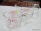 (RFRT) PAIR OF LARGE PYREX MEASURING CUPS; 2 PIECE LOT TO INCLUDE A 4 CUP #532 MEASURING CUP AND AN