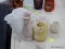 (RFRT) LOT OF STONE AND GLASS VASES; 5 PIECE LOT TO INCLUDE A MILK GLASS CHEVRON AND HORSE HEAD