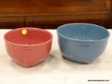 (TABLES) PAIR OF VINTAGE MCCOY POTTERY MIXING BOWLS; 2 PIECE LOT OF SQUARE BOTTOM MCCOY MIXING BOWLS