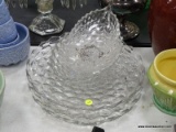 (TABLES) LOT OF FOSTORIA GLASS DISHES; 6 PIECE LOT OF CLEAR, FOSTORIA STYLE GLASS SERVING DISHES TO