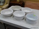 (TABLES) LOT OF ASSORTED WHITE DISHES; 5 PIECE LOT TO INCLUDE A 6.5