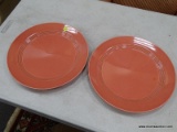 (TABLES) PAIR OF PINK FIESTA WARE PLATES. HAS A 12