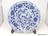 (RFRT) ORIENTAL CHARGER; BLUE AND WHITE ORIENTAL CHARGER ON STAND- 17 IN DAI.