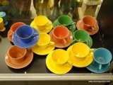 (RFRT) FIESTA WARE; 12 UNMARKED FIESTAWARE CUPS AND SAUCERS