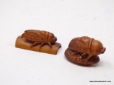 (RFRT) WOODEN INSECT FIGURINES; 2 PIECE LOT OF HAND CARVED WOODEN BUG/INSECT FIGURINES TO INCLUDE