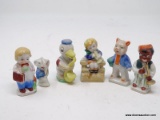 (RFRT) LOT OF VINTAGE PORCELAIN FIGURINES; 6 PIECE LOT TO INCLUDE A DUCK PAYING A SAXOPHONE, A WELL