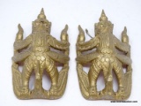 (RFRT) PAIR OF CAST IRON GARUDA WALL DECOR; 2 PIECE LOT OF GOLD PAINTED, CAST IRON, WALL HANGING