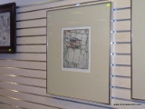 (RFRT) 1 IN A SET OF 3 ABSTRACT, FRAMED ARTIST PRINTS - 2ND IN SERIES; DEPICTS A WATER COLOR ROBE