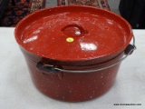 (RFRT) STANSPORT, RED WITH WHITE SPECKLE, LARGE DUTCH OVEN. MEASURES 6.75