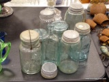 (RFRT) LOT OF ASSORTED VINTAGE JARS AND LIDS; 11 PIECE LOT TO INCLUDE A MASON'S PATENT NOV 30TH 1858