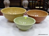 (RFRT) SET OF TEXAS WARE CONFETTI MIXING BOWLS; 3 PIECE SET TO INCLUDE A LIGHT BROWN ORANGE #125
