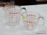 (RFRT) PAIR OF PYREX MEASURING CUPS; 2 PIECE LOT TO INCLUDE A 1 CUP #508 MEASURING CUP AND A 2 CUP