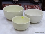 (RFRT) SET OF MIXING BOWLS; 3 PIECE SET OF LIGHT YELLOW/CREAM COLORED MIXING BOWLS TO INCLUDE A 9