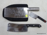 (RFRT) LOT OF STAINLESS STEEL CLEAVERS; 3 PIECE LOT TO INCLUDE A SAN HAN NGA STAINLESS STEEL CLEAVER