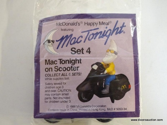 1988 MAC TONIGHT ON SCOOTER HAPPY MEAL TOY SET 4 OF 6 FROM THE MAC TONIGHT SERIES. MCD #5050-34. NEW