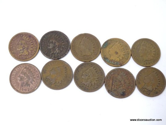 10 ASSORTED INDIAN CENTS.