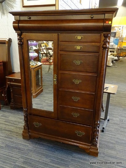 (RWALL) GENTLEMAN'S CHEST; CHERRY, 8-DRAWER GENTLEMAN'S CHEST WITH PILASTER SIDES, A ROUNDED TOP