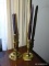 (LR) VIRGINIA METALCRAFTERS COLONIAL WILLIAMSBURG BRASS CANDLESTICKS; 2 PIECE LOT TO INCLUDE A 9