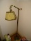 (BDRM) FLOOR LAMP; VINTAGE BRASS FLOOR LAMP WITH FABRIC SHADE. MEASURES 52