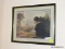 (BDRM) FRAMED NATURE PRINT; DEPICTS A PAINTING OF A RIVER VALLEY WITH A CASTLE ON THE RIGHT AND