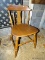 (GARAGE) WINDSOR STYLE SIDE CHAIR; VASE BACK SIDE CHAIR WITH TURNED LEGS AND A BOX STRETCHER.