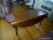 (LR) VINTAGE BIGGS DROP LEAF COFFEE TABLE; MAHOGANY, QUEEN ANNE STYLE, OVAL DROP LEAF COFFEE TABLE