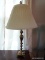 (FMR) LAMP; BRASS LAMP WITH SHADE- 32 IN H