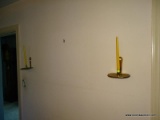 (MBED) BRASS CANDLE SCONCES; PR. OF BRASS CANDLE SCONCES- 7 IN X 7 IN