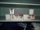 (HALL) LOT OF HUTSCHENREUTHER CHRISTMAS ORNAMENTS; 9 PIECE SET OF ASSORTED COLLECTIBLE CHRISTMAS