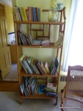 (BDRM2) BAMBOO STYLE BOOKSHELF; 4-SHELF, BAMBOO STYLE BOOKSHELF WITH SOLID SHELF BOTTOMS AND A