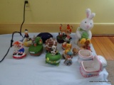 (BDRM2) LOT OF MUSIC BOXES AND MISC ITEMS; 14 PIECE LOT TO INCLUDE A CERAMIC CRIB PLANTER, A CERAMIC