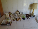 (BDRM2) LOT OF ASSORTED FIGURINES AND MISC ITEMS; LOT TO INCLUDE A WOODEN WHEELBARROW, A DUCK SCENE