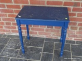 (PAITO) PAINTED SIDE TABLE; BLUE PAINTED WOODEN SIDE TABLE WITH. MEASURES 21.5