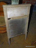 (GARAGE) VINTAGE WASHBOARD. MEASURES 12.25