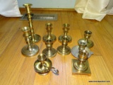 (FMR) LOT OF CANDLEHOLDERS- BAG LOT OF MISCELL. SIZE AND SHAPED BRASS CANDLEHOLDERS- 2 MATCHING PR.-