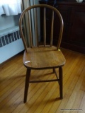 (LR) ANTIQUE WINDSOR STYLE CHILD'S CHAIR. MEASURES 15