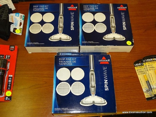 (RWALL) LOT OF BISSELL SPIN WAVE MOP PAD KITS; 3 PIECE LOT OF BISSELL 2039 SERIES SPIN WAVE MOP PAD