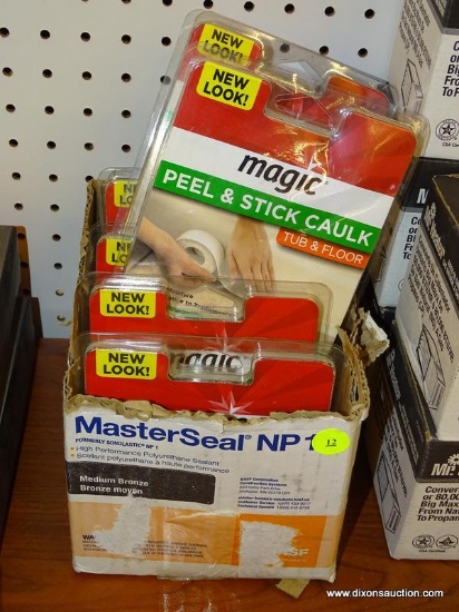 (RWALL) MAGIC PEEL & STICK CAULK; 6 PIECE LOT TO INCLUDE 5 PACKS OF ALMOND COLORED TUB & WALL WIDE
