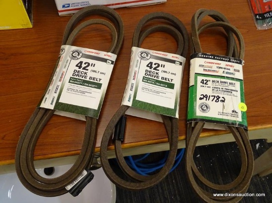 (RWALL) LOT OF 42" DECK DRIVE BELTS; 3 PIECE LOT OF GENUINE FACTORY PARTS 42" DECK DRIVE BELTS FOR