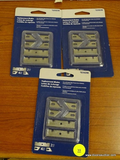 (RWALL) KOBALT REPLACEMENT BLADES; 3 PACKS WITH 6 REPLACEMENT BLADES IN EACH. 2 ARE STRAIGHT BLADES