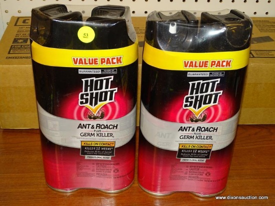 (RWALL) LOT OF [4] HOT SHOT ANT & ROACH KILLER SPRAY BOTTLES WITH GERM KILLER AND A FRESH FLORAL