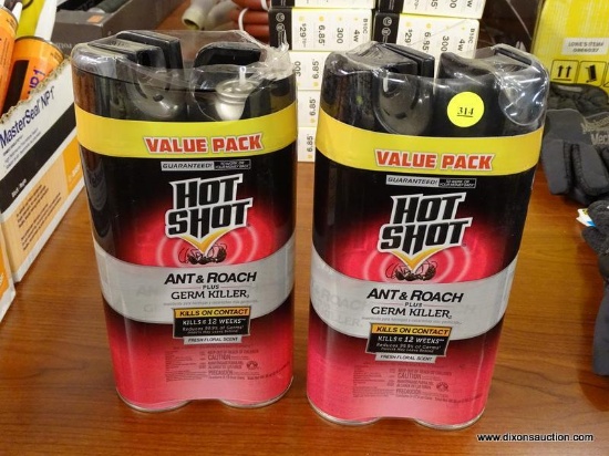 (R1) LOT OF [4] HOT SHOT ANT & ROACH KILLER SPRAY BOTTLES WITH GERM KILLER AND A FRESH FLORAL SCENT.