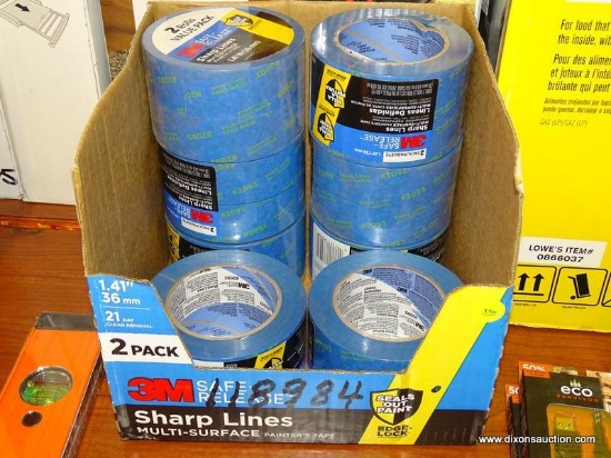 (R1) LOT OF 3M 1.41" MULTI-USE PAINTERS TAPE ROLLS; INCLUDES 8 PACKS OF SHARP LINE TAPE WITH [2] 60